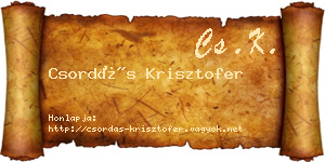Csordás Krisztofer névjegykártya